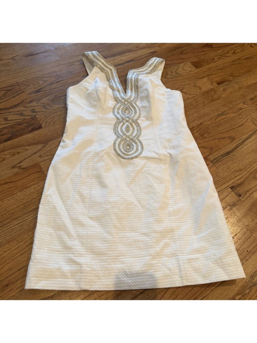LILLY PULITZER WOMENS WHITE & GOLD SHORT DRESS SIZE 6 GREAT CONDITION